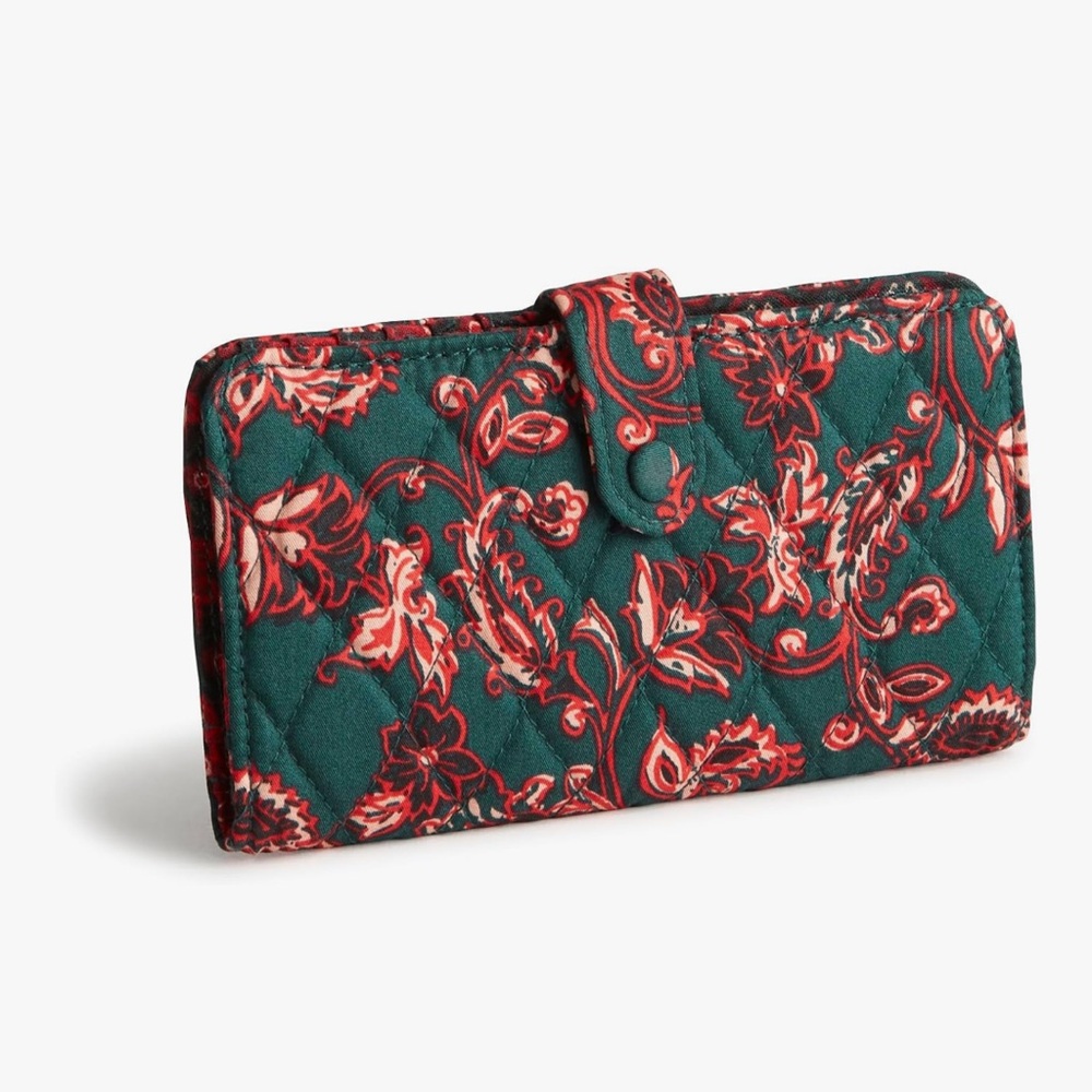 NEW Vera Bradley Victorian Vines Green and Red Premium Tab Cotton Wallet - Picture 5 of 5